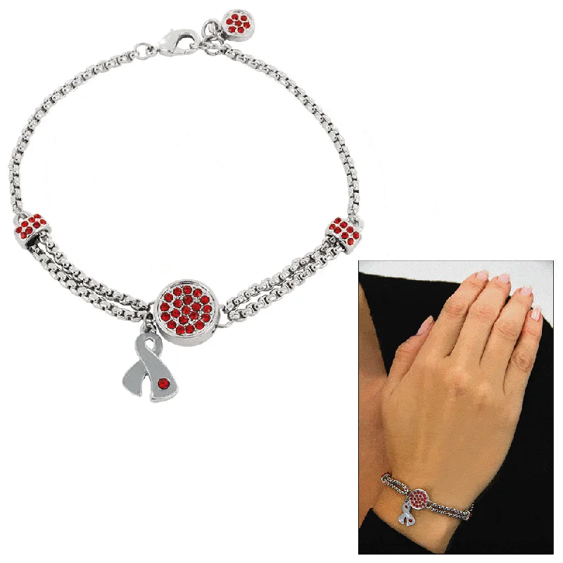 spiritual bracelet for women -Diabetes Ribbon Pavé Bracelet