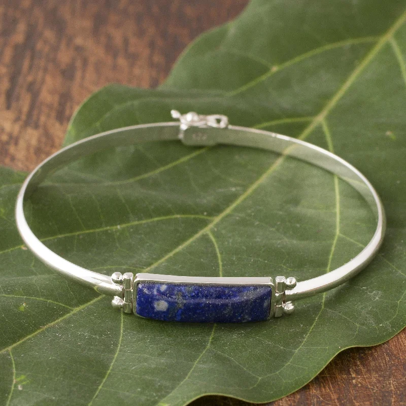 diamond tennis bracelet for women -Andean Rectangle Rectangular Lapis Lazuli Pendant Bracelet from Peru