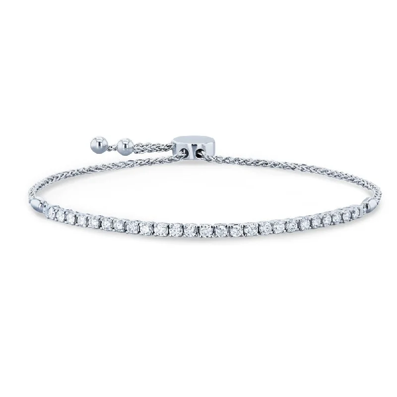 personalized bracelet for men -Annello by Kobelli 14k White Gold 1ct TDW Diamond Tennis Strand Bracelet, Fully Adjustable Length, 9.75" Extended