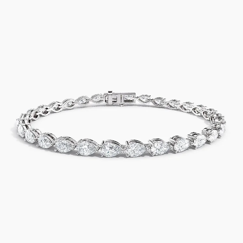 classic silver bracelet for men -Auriya 14K Gold Lab Grown Pear Diamond East-West Tennis Bracelet 6.00 ct. tw. (F-G VS)