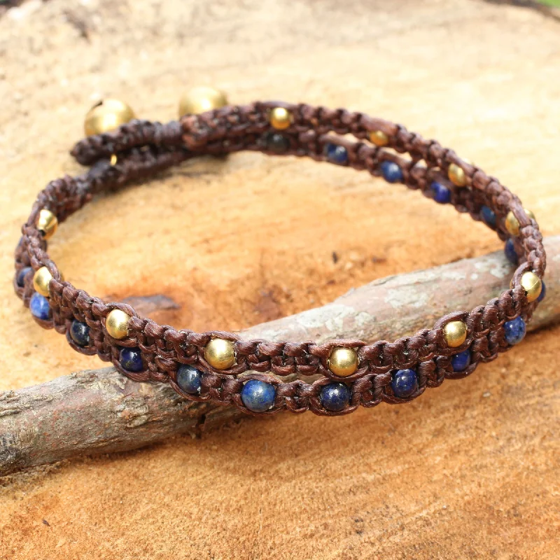 layered bracelet for women -Blue Boho Chic Brass Bracelet