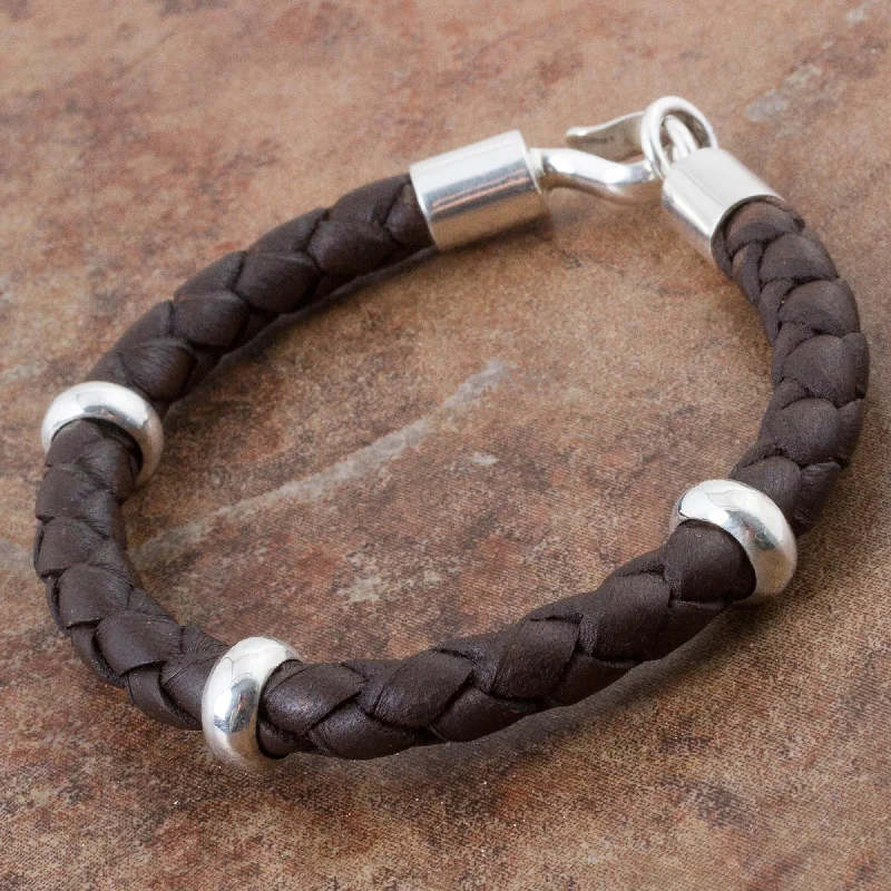 gold bangle bracelet for women -Bold Brown Men's Leather Bracelet