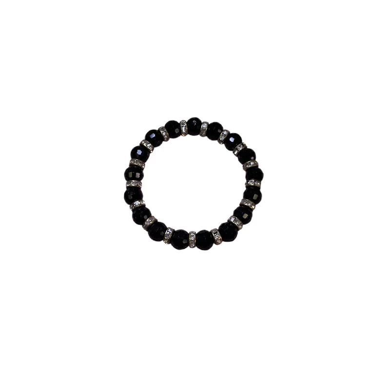 classic silver bracelet for men -Bracelet Beaded By Cme In Black & Silver