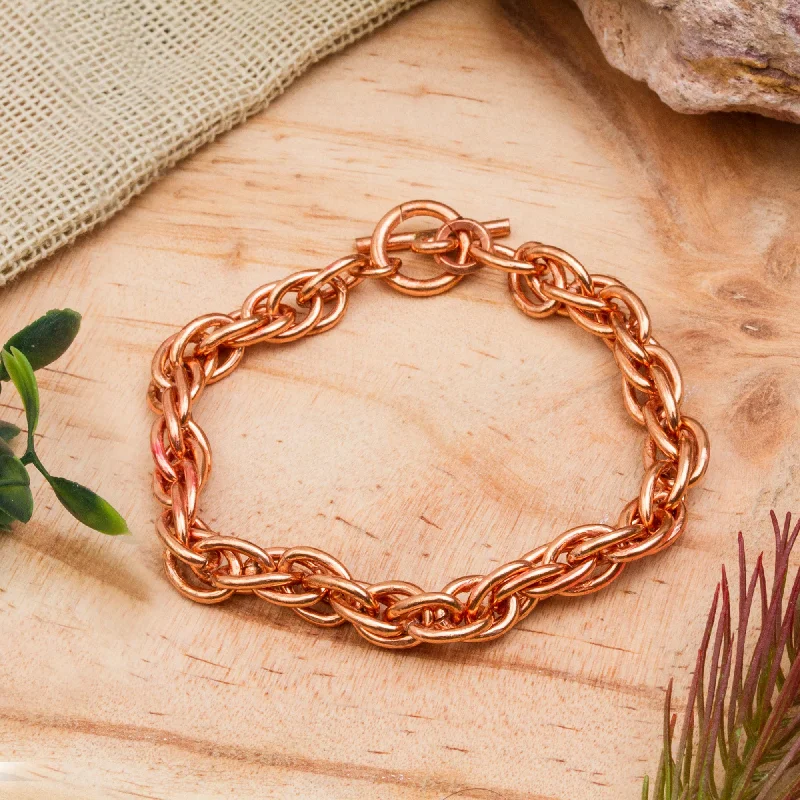 birthstone charm bracelet for women -Bright Connection Handcrafted Copper Rope Chain Bracelet from Mexico