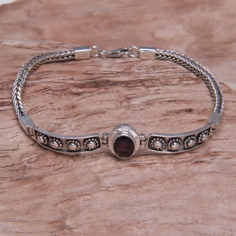 silver link bracelet for men -Cosmic Story Sterling Silver Garnet Bracelet