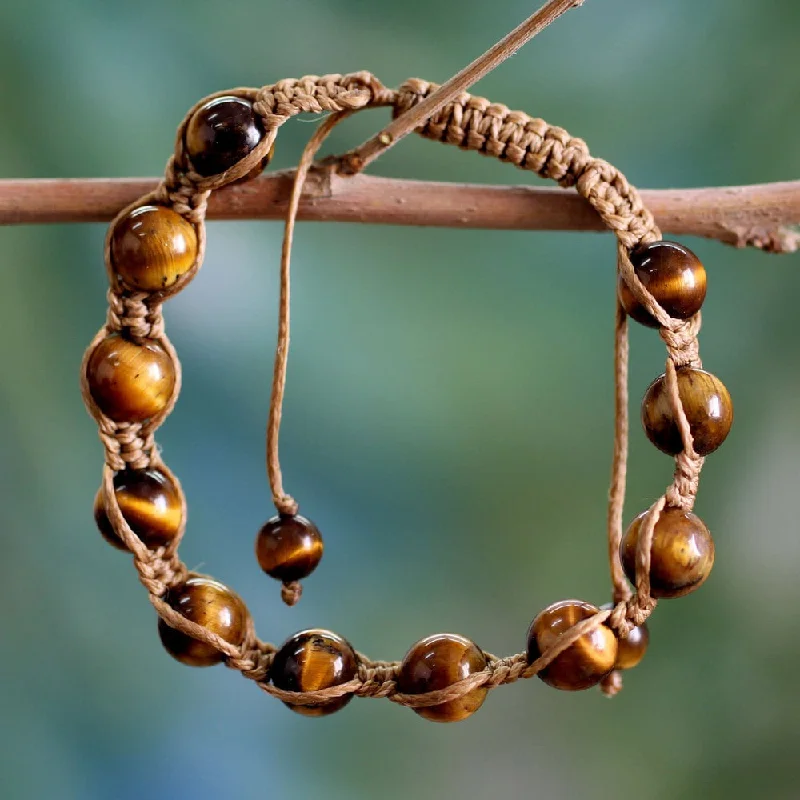 vintage bracelet for women -Cotton 'Oneness' Tiger's Eye Bracelet