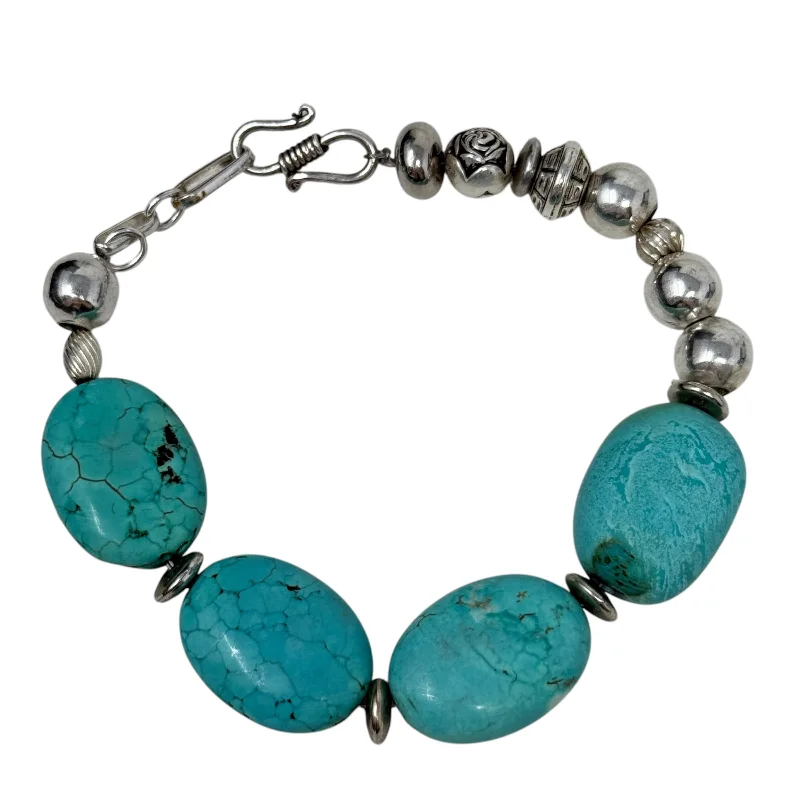 fashion statement bracelet for women -Faux Turquoise Chunky Toggle Bracelet By Unbranded