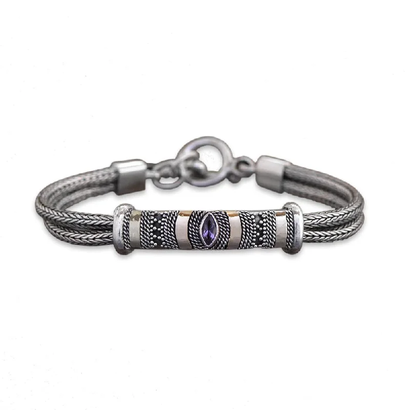 stacked bracelet for women -Handmade Gold Overlay 'Desire' Amethyst Bracelet (Indonesia)