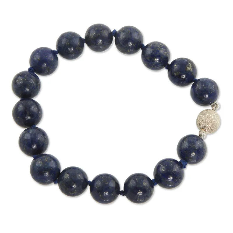 sterling silver bracelet for kids -Handmade Lapis Lazuli 'Worlds of Blue' Bracelet (Brazil)