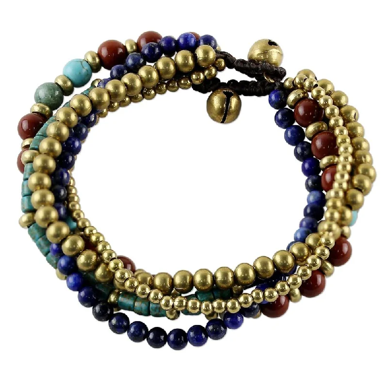 adjustable gold bracelet for women -Handmade Multi-Gemstone Beaded Bracelet, 'Freedom of Expression in Red' (Thailand)