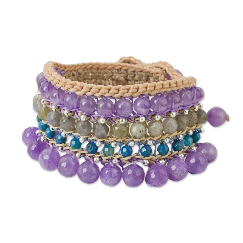 stacked bracelet for women -Handmade Multi-gemstone 'Sukhothai Chic' Bracelet (Thailand)