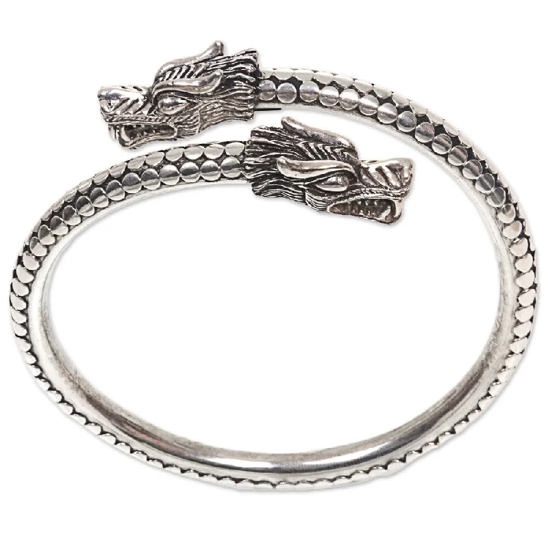 luxury bracelet for special occasions -Handmade Sterling Silver Dragon Guardians Bracelet (Indonesia)