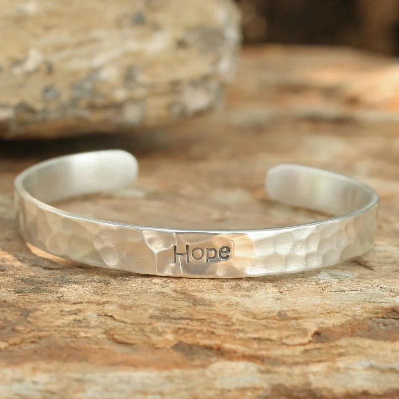 silver link bracelet for men -Hope Sterling Silver Cuff Bracelet