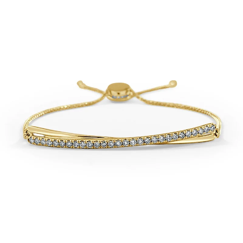 cuff bracelet for women with stones -Joelle Diamond Adjustable Bracelet 14K Yellow Gold 1/2 CT TDW