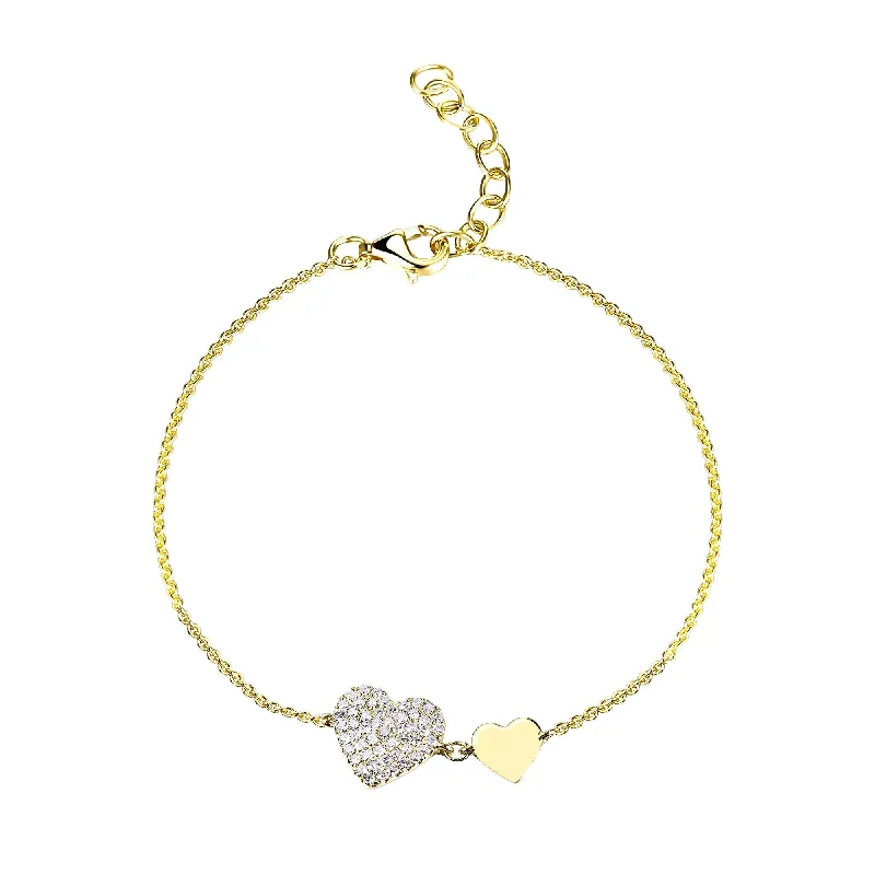 delicate gold bracelet for everyday wear -Joelle Diamond Heart Bracelet 14K Gold 0.16 ct. TDW