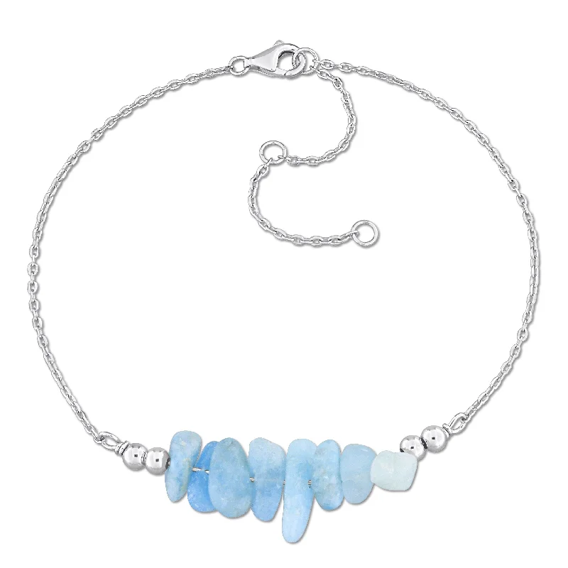 fashion statement bracelet for women -Miadora 1 ct TGW Aquamarine Bead Bracelet in Sterling Silver-725+2 in