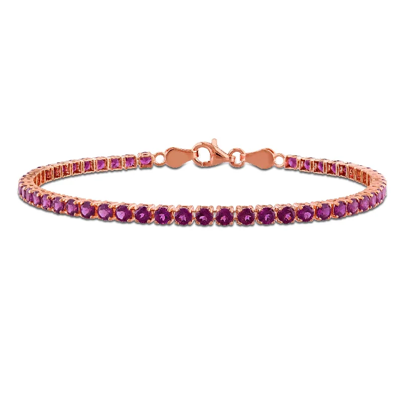 men’s minimalist bracelet -Miadora 3 5/8ct TGW Rhodolite Tennis Bracelet in Rose Silver