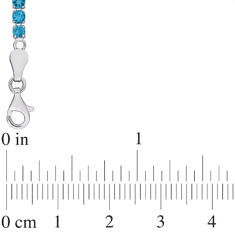 boho style bracelet for women -Miadora 4 3/5ct TGW London Blue Topaz Tennis Bracelet in Sterling Silver