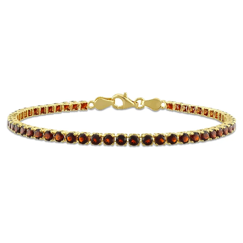 classic chain bracelet for men -Miadora 5 1/10ct TGW Garnet Tennis Bracelet in Yellow Silver