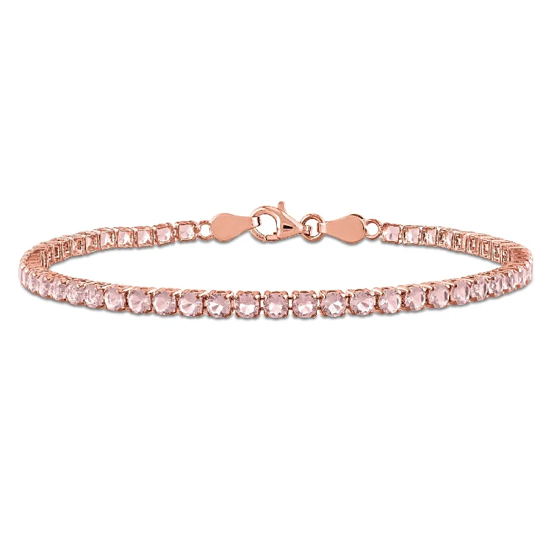 jade bracelet for women -Miadora 5 1/10ct TGW Simulated Morganite Tennis Bracelet in Rose Silver