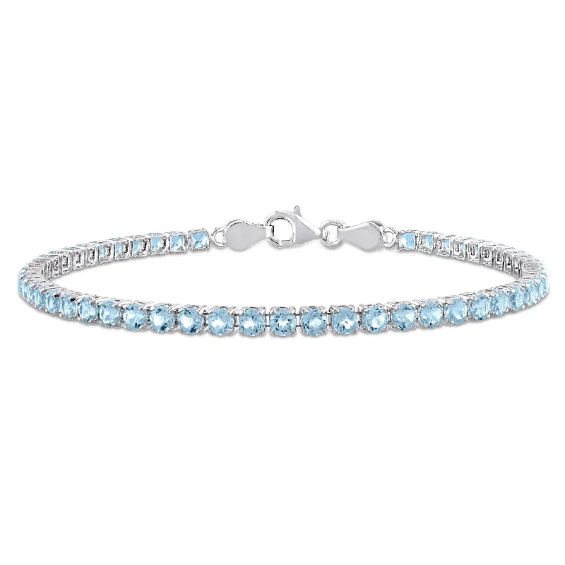 charm bracelet for women -Miadora 6 1/8ct TGW Sky Blue Topaz Bracelet in Sterling Silver