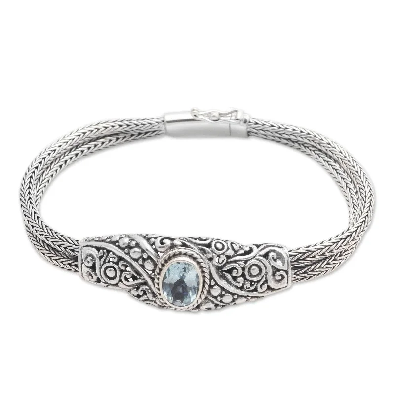 heart charm bracelet for women -NOVICA Double Naga, Blue topaz pendant bracelet