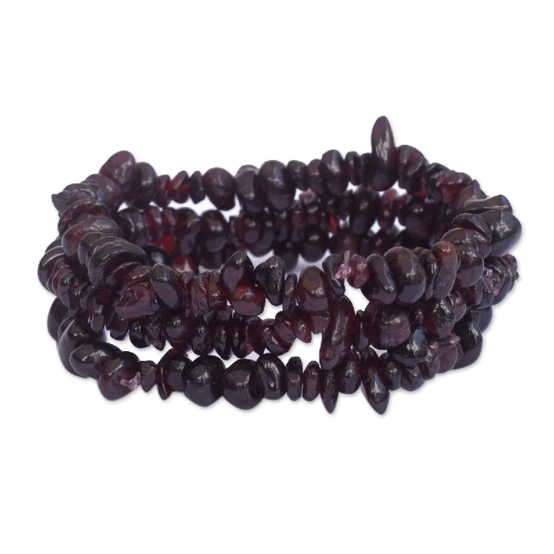 handmade bracelet for women -NOVICA Garnet Fascination, Garnet beaded stretch bracelets (set of 3)