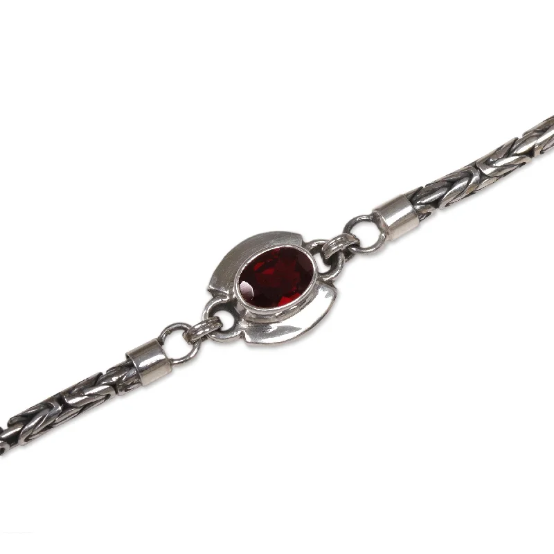 luxury bracelet for special occasions -NOVICA Handmade Sterling Silver 'Triple Passion' Garnet Bracelet (Indonesia)