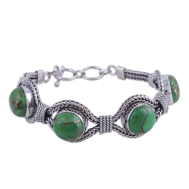 sterling silver bracelet for kids -NOVICA Heavenly Greens, Sterling silver pendant bracelet