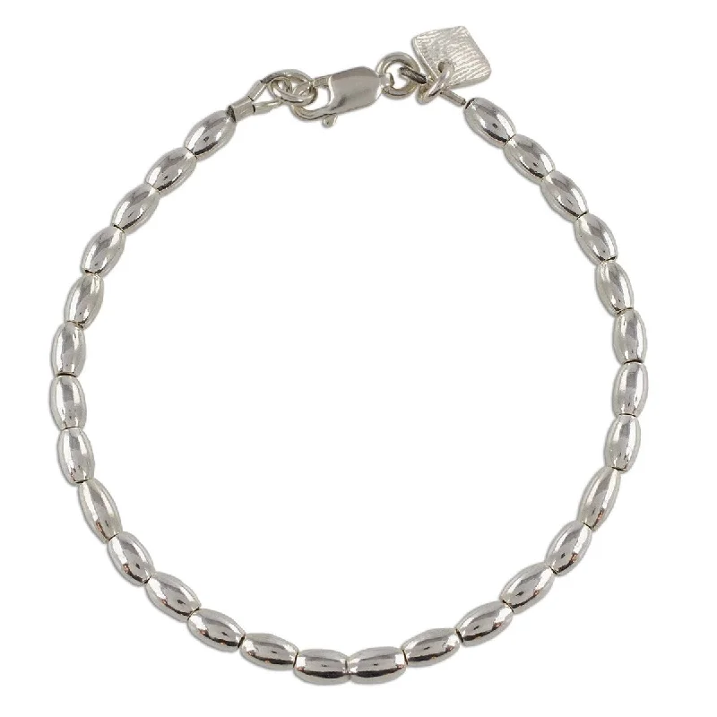 men’s adjustable bracelet for casual wear -NOVICA Peaceful Gleam, Sterling silver beaded bracelet