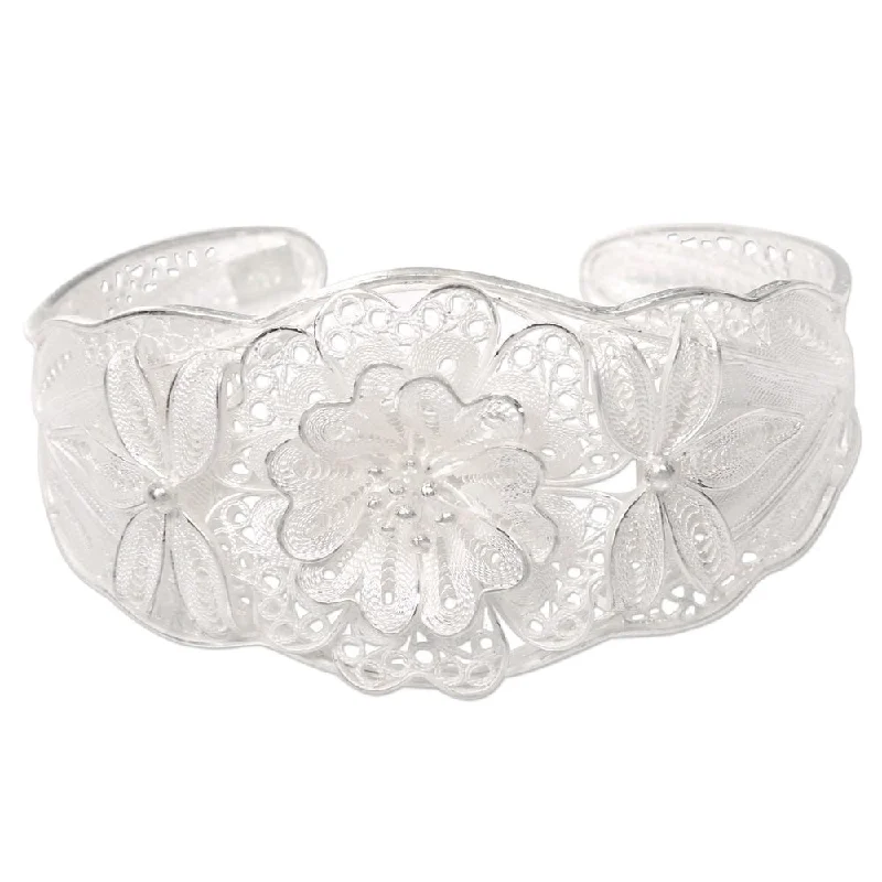 vintage bracelet for women -NOVICA Sterling Silver Filigree Bracelet, 'God'S Garden' (Indonesia) - 7'6" x 9'6"