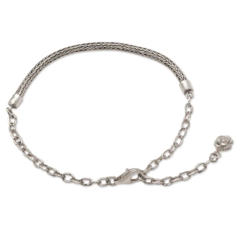 adjustable bracelet for women -NOVICA Trailing Flower, Sterling silver chain bracelet