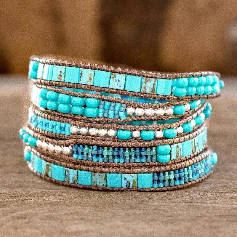 wedding bracelet for brides -Soothing Teal Soothing Teal Wrap Bracelet Crafted by Artisan Group