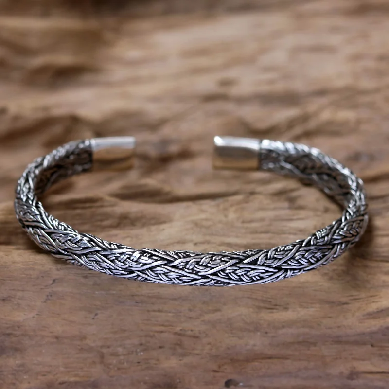 simple leather bracelet for men -Warrior Braided Men's Bracelet