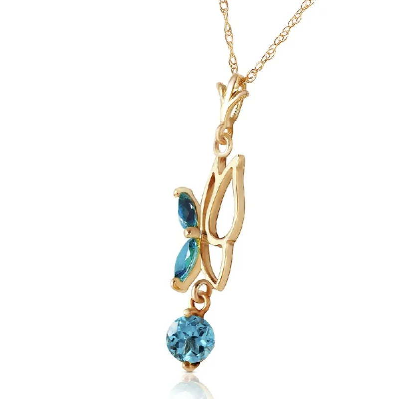 personalized pendant necklace for women -0.4 CTW 14K Solid Gold Flutter Fly Blue Topaz Necklace