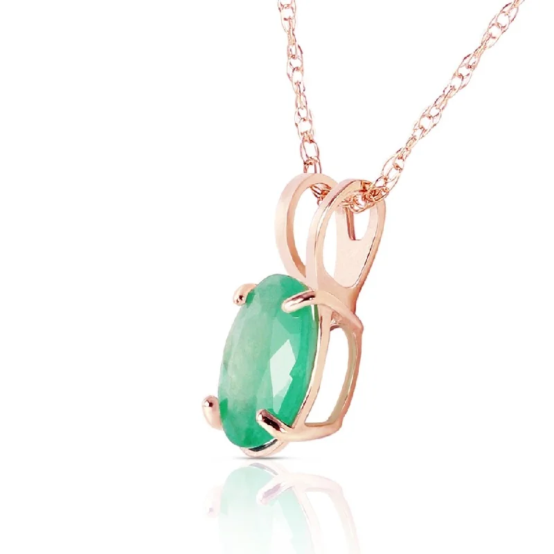 sterling silver heart necklace for women -0.75 Carat 14K Solid Rose Gold Necklace Natural Emerald