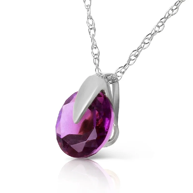 layered chain necklace for men -0.75 Carat 14K Solid White Gold Leading Beauty Amethyst Necklace