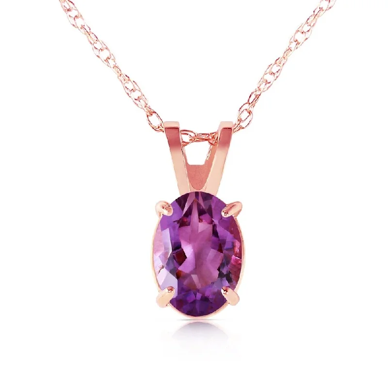 engraved necklace for gifts -0.85 Carat 14K Rose Gold Solitaire Amethyst Necklace