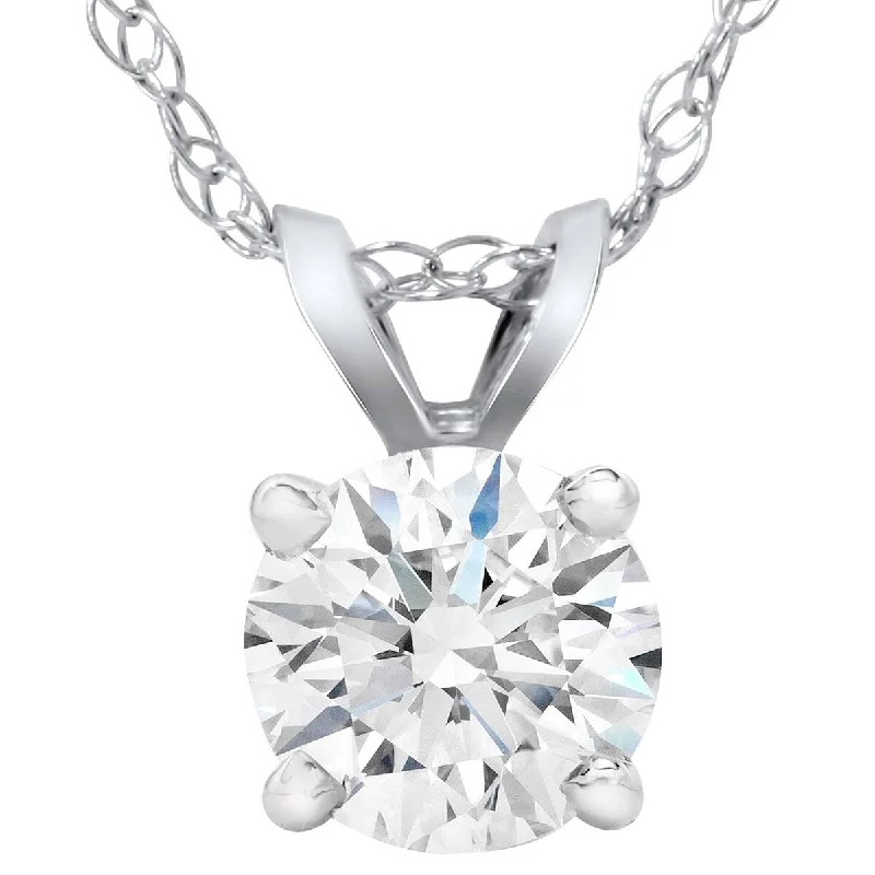 charm necklace for women -1 1/4ct Lab Created Diamond Round Solitaire Pendant White Gold