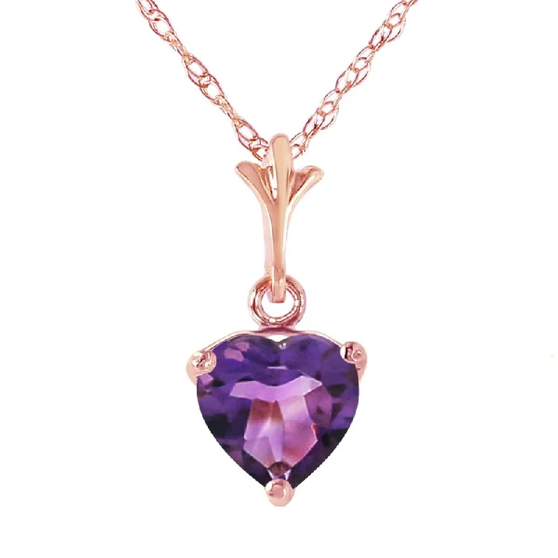 pearl and gold necklace for weddings -1.15 Carat 14K Rose Gold Necklace Natural Purple Amethyst