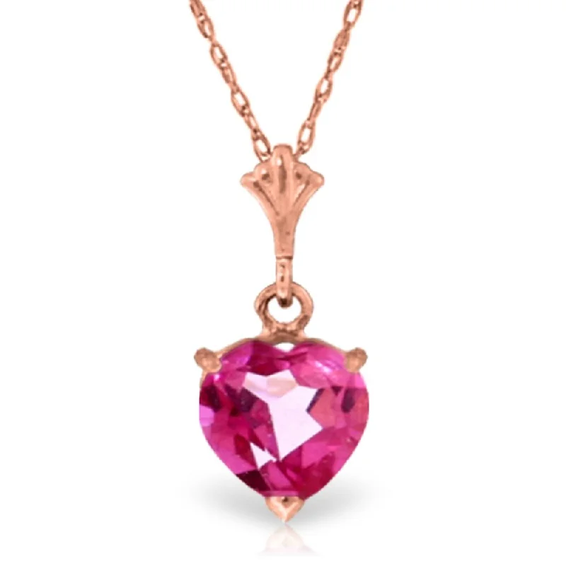 trendy necklace for everyday wear -1.15 Carat 14K Rose Gold Proud Heart Pink Topaz Necklace