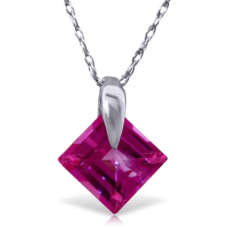 classic gold necklace for women -1.16 Carat 14K Solid White Gold Applause Pink Topaz Necklace