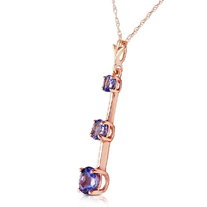 gold pendant necklace for women -1.25 Carat 14K Solid Rose Gold Generosity Tanzanite Necklace