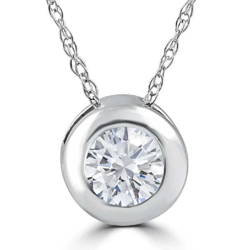 moonstone necklace for women -1/4Ct Diamond Solitaire Pendant Women's White Gold Bezel Pendant Lab Grown