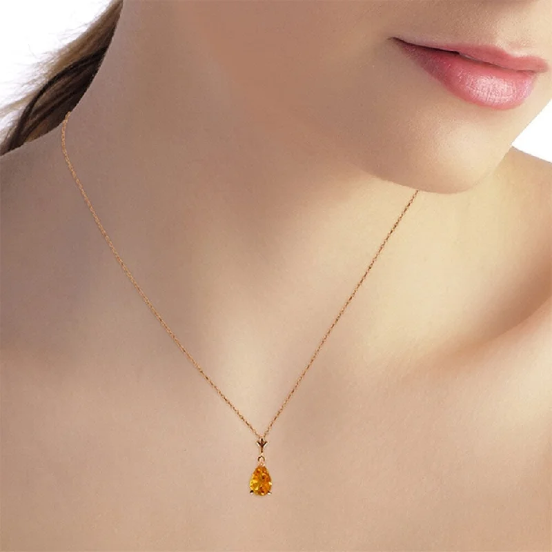 custom engraved necklace for gifts -1.5 Carat 14K Rose Gold Pear Citrine Necklace