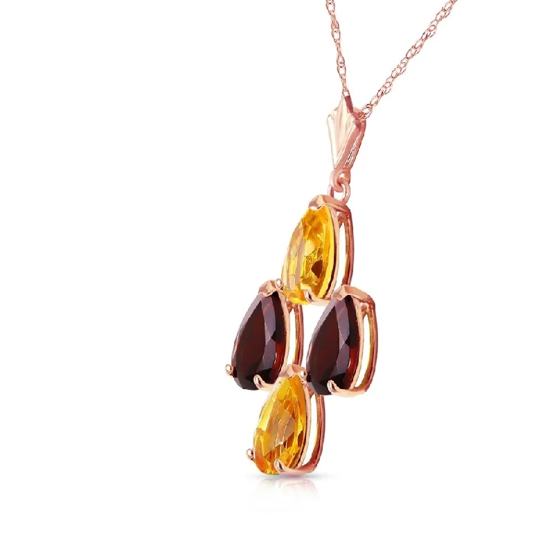 romantic couple’s necklace for anniversaries -1.5 Carat 14K Solid Rose Gold Autumn Citrine Garnet Necklace