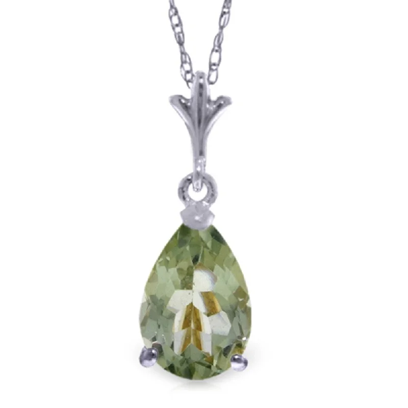 gemstone necklace for women -1.5 Carat 14K White Gold Petale Green Amethyst Necklace