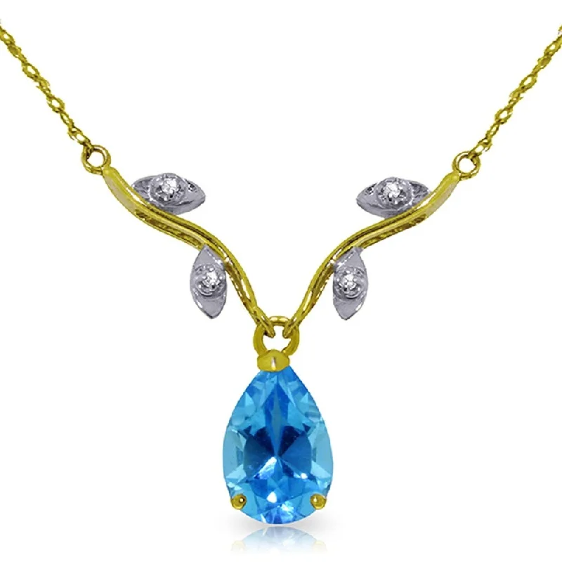 long pendant necklace for layering -1.52 Carat 14K Gold Love Under The Stars Blue Topaz Necklace