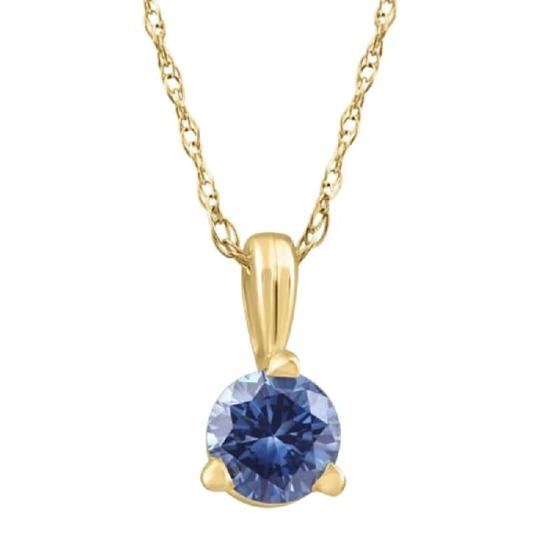 boho style necklace for summer -1/5Ct Blue Diamond Pendant Lab Grown Necklace in 14k Yellow Gold