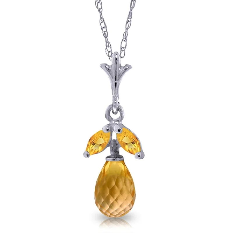 trendy necklace for everyday wear -1.7 Carat 14K White Gold in The Details Citrine Necklace